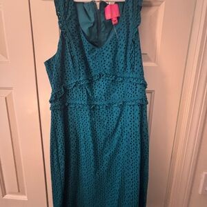 Lilly Pulitzer Teal Eyelet Midi Dress